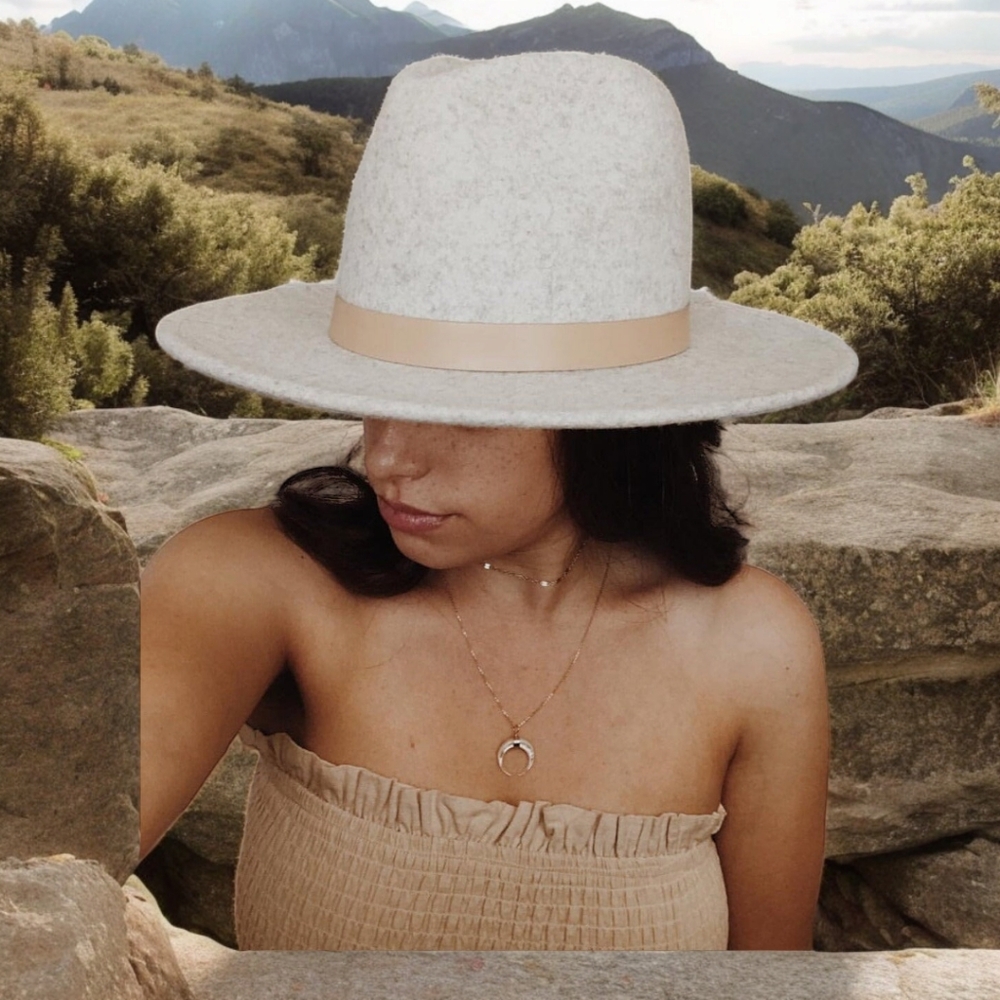 LACK OF COLOR THE MACK GREY FEDORA HAT SIZE 57CM (M)
